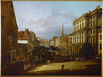 O Mehlmarkt em Viena, Áustria (óleo sobre tela) de Bernardo Bellotto