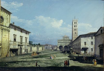 A Piazza San Martino e o Duomo, Lucca, c.1747 (óleo sobre tela) de Bernardo Bellotto