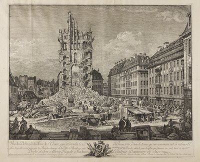 As Ruínas do Velho Kreuzkirche, Dresden de Bernardo Bellotto