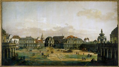 O Zwingerhof em Dresden, Alemanha (óleo sobre tela) de Bernardo Bellotto