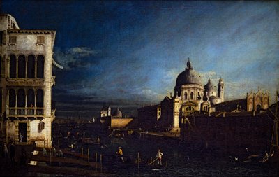 Duas vistas de Veneza, Grande Canal e Molo a Oeste (sobre tela) de Bernardo Bellotto