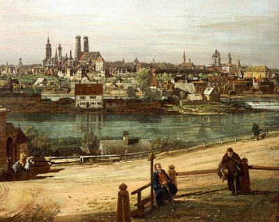 Vista de Munique de Haidhausen com o rio Isar no centro, detalhe de Bernardo Bellotto