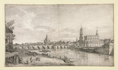 Vista da ponte de Dresden sobre o Elba de Bernardo Bellotto