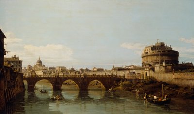 Vista do Tibre em Roma com o Castel SantAngelo, c.1743 de Bernardo Bellotto