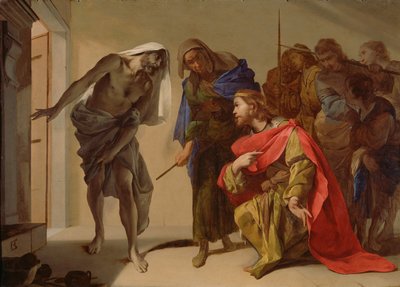 A sombra de Samuel invocada por Saul, c. 1655 de Bernardo Cavallino