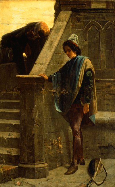 O minstrel, de Bernardo Celentano (1835-1863), óleo sobre tela, 63x46 cm, Palazzo San Giacomo, Nápoles. de Bernardo Celentano