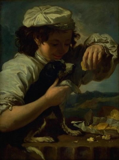 Um menino com um cachorro (Alegoria de "Gosto") de Bernardo Eberhart Keilhau
