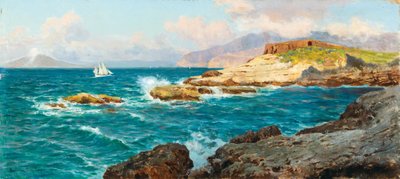 Alemão: Navios à vela ao largo da costa de Capri de Bernardo Hay