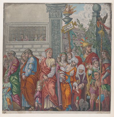 Folha 7: procissão, de O Triunfo de Júlio César, 1599. de Bernardo Malpizzi