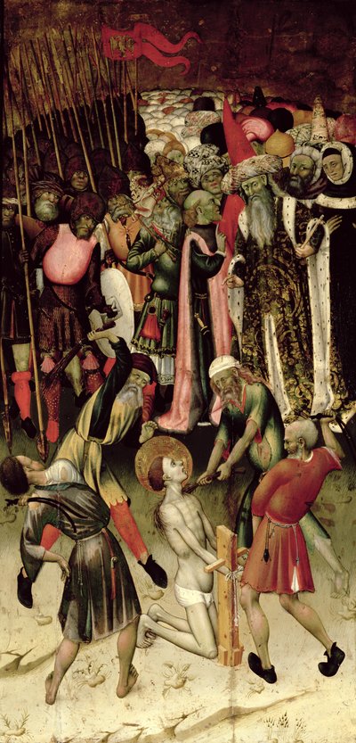 The Persecution of St. George. c.1435 (óleo sobre painel) de Bernardo Martorell