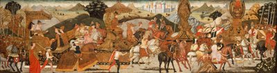 O triunfo de Alexandre, c.1485 (temepra e douramento no painel) de Bernardo Rosselli