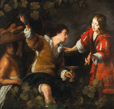 Joseph interpretando os sonhos do padeiro e do mordomo. de Bernardo Strozzi