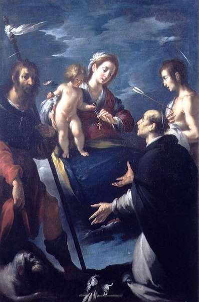 Nossa Senhora do Rosário com São Roch, São Domingos e São Sebastião de Bernardo Strozzi