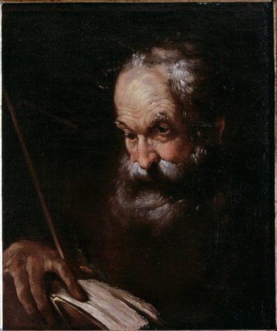 Retrato de um homem velho com um livro (óleo sobre tela de Bernardo Strozzi