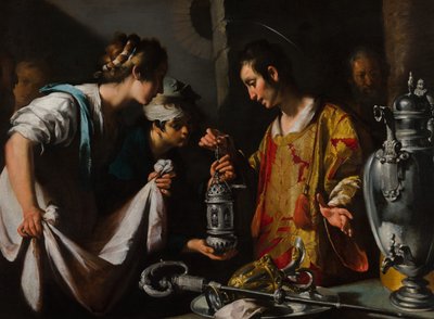 São Lourenço distribuindo as riquezas da Igreja de Bernardo Strozzi