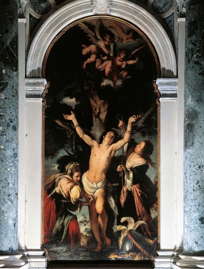 São Sebastião Curado pelas Santas Mulheres, por Bernardo Strozzi, óleo sobre tela de Bernardo Strozzi