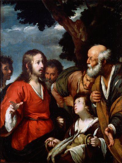 O milagre dos cinco pães e dois peixes, depois de 1630. de Bernardo Strozzi