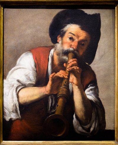 O Flautista, ca. 1624-1625 (óleo sobre tela) de Bernardo Strozzi
