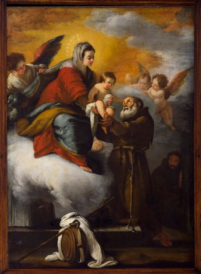 A Virgem dá o Menino Jesus ao Beato Felice de Cantalice (óleo sobre tela) de Bernardo Strozzi