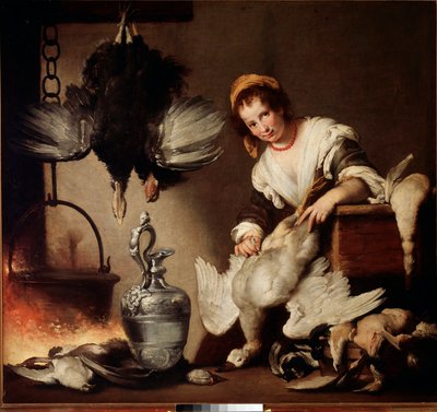 O cozinheiro Mulher encanando patos. Quadro de Bernardo Strozzi de Bernardo Strozzi