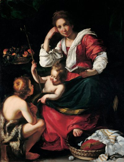 Virgem e criança com João Batista quando menino, c. 1620 de Bernardo Strozzi