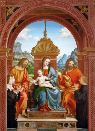 Madonna e criança com Santos James, Philip e a família de Antonio Busti, 1515-1517. de Bernardo Zenale