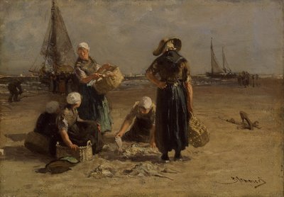 Mulheres-peixe na praia (óleo sobre tela) de Bernardus Johannes Blommers or Bloomers