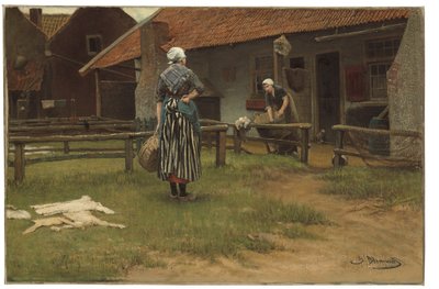 Dia da lavagem (óleo sobre tela) de Bernardus Johannes Blommers or Bloomers