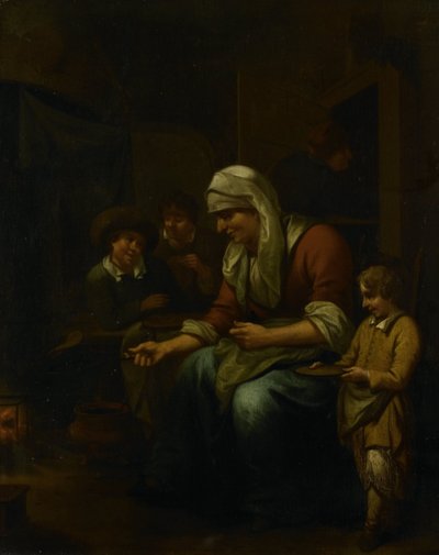 Mulher a fazer panquecas de Bernardus van Schijndel