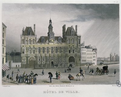 O Hotel de ville, Paris, 1832 (gravura a cores) de Bernhard Schmidt