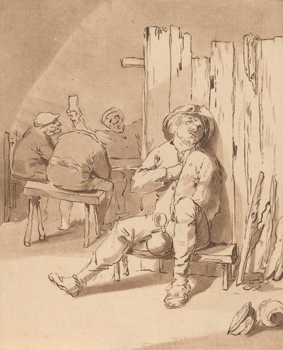 Camponês bêbado em uma pousada, 1775. de Bernhard Schreuder