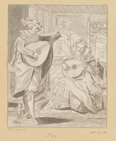 Senhor e senhora a tocar alaúde de Bernhard Schreuder