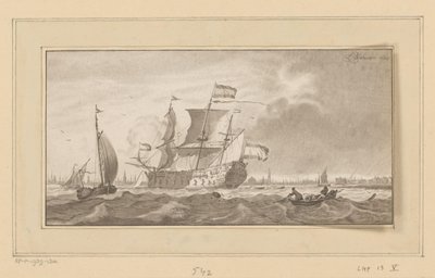 Navio de guerra no rio IJ de Bernhard Schreuder