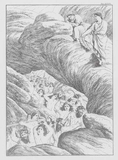 A Divina Comédia de Dante, Inferno (Inferno), Placa XXXI (litografia) de Bernhard Schuler