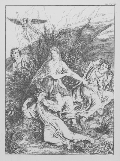 Divina Comédia de Dante, Purgatorio (Purgatório), Placa XXVII (litografia) de Bernhard Schuler