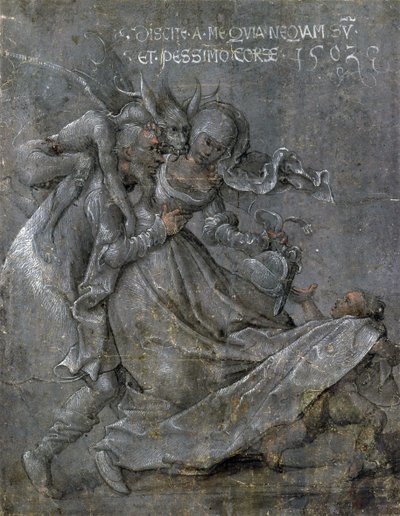 Par de amantes com o Diabo e Cupido de Bernhard Strigel