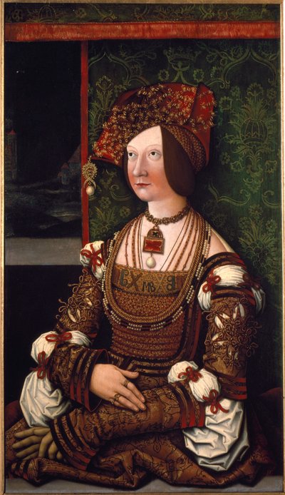 Retrato da Impressora Bianca Maria (Blanche-Marie) Sforza (pintura) de Bernhard Strigel