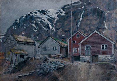Casas antigas em Hyen de Bernt Wilhelm Tunold