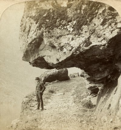 Homem em um penhasco com vista para Naeroyfjord, Sogne, Noruega. de Bert Underwood