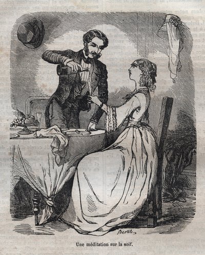 Meditação sobre a sede - gravura em "La Physiologie du gout" de Jean Anthelme Brillat Savarin (Brillat-Savarin de Bertall