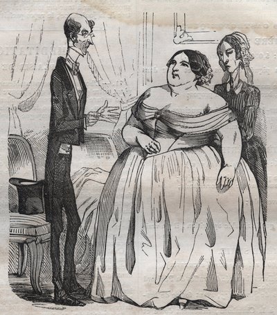 Des Gourmands - obesidade e skinny - gravura em "La Physiologie du gout" de Jean Anthelme Brillat Savarin (Brillat-Savarin de Bertall