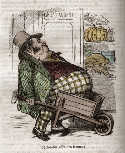 Obeite - Des Gourmands - efeito deplorável des farineux - gravura em "La Physiologie du gout" de Jean Anthelme Brillat Savarin de Bertall