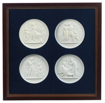 Um conjunto de quatro placas moldadas em relevo, final do século 20 (gesso) de Bertel (after) Thorvaldsen