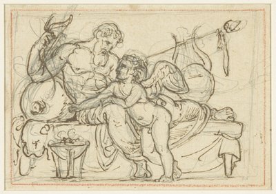 Projeto para um relevo representando Amor e uma figura reclinada de Anacreon de Bertel Thorvaldsen