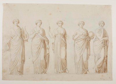 As musas Terpsícore, Erato, Clio, Urânia e Polímnia de Bertel Thorvaldsen