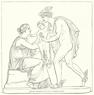 Mercúrio, apresentando, a, criança, bacchus, para, ino de Bertel after Thorvaldsen
