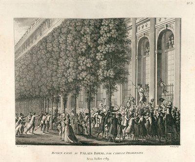 Moção apresentada no Palais Royal por Camille Desmoulins em 12 de julho de 1789 de Berthault
