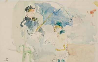 Na praia em Nice de Berthe Morisot