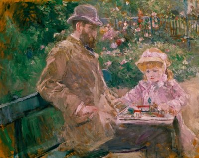 Eugene Manet e sua filha no jardim de Bougival de Berthe Morisot