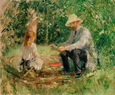 Eugène Manet e sua filha no jardim de Berthe Morisot